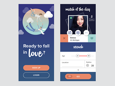 Dating app UI dailyui dating app falling in love screens ui