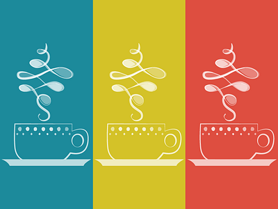 Coffee Coffee Coffee coffee coffee pattern coffee steam cursive hand drawn hand lettering primary colors typography