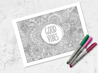 Free Colouring Page colouring page doodleart freebie good vibes graphic design illustration vector