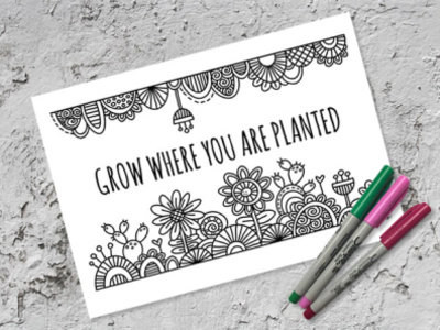 Free Colouring Page colouring page doodleart flowers freebie graphic design illustration vector