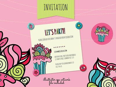 Colourful Cupcakes creative market cupcakes illustration invitation vector