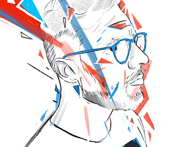 Myself blue face face illustrated illustration illustrator lines movement portfolio portrait portrait art portrait illustration portrait painting portraits poster potrayed red shapes sketch sketchy triangles