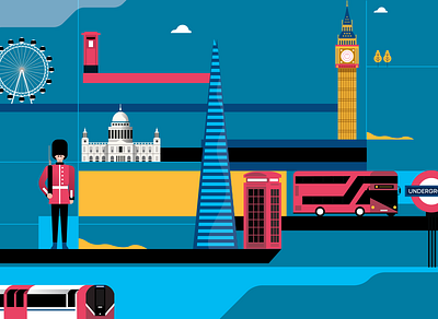 London city - Version 01 2d character city editorial flat illustration illustrator london london underground magazine people portrait vector vector art