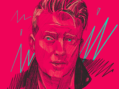 Josh Homme 2d character editorial flat illustration illustrator people pink portrait portrait art portrait illustration portrait painting vector