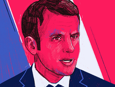 Emmanuel Macron character editorial face flat france illustration illustrator people political portrait portrait art portrait illustration portrait painting president