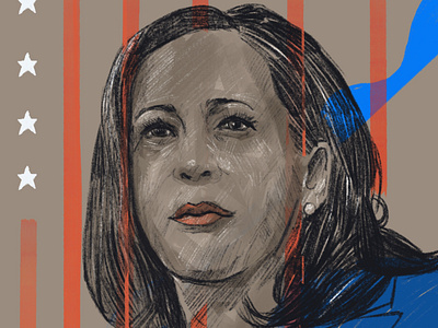 Kamala Harris blue and red elections illustration illustrator people portrait portrait illustration power united states united states of america vice president vintage vote woman woman power