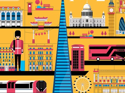 London city - Illustrated 2d city editorial flat illustration illustrator london london bridge london bus london eye london underground united kindgom vector