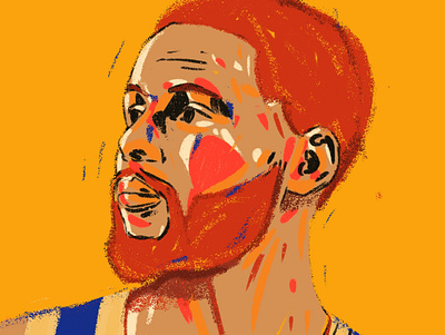 Stephen Curry 2d basketball basketball player character editorial illustration illustrator nba portrait portrait art portrait illustration portrait painting procreate