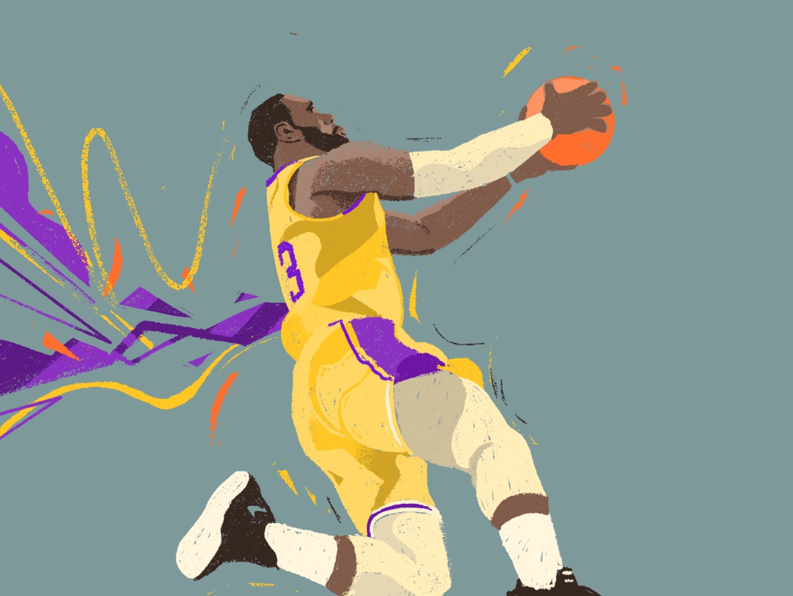 Lebron James action basketball character design illustration illustrator lakers lebron james losangeles nba nba finals people player portrait the king