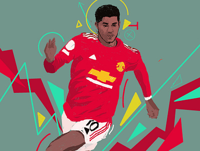 Rashford 2d character editorial flat football illustration illustrator people portrait portrait illustration soccer vector