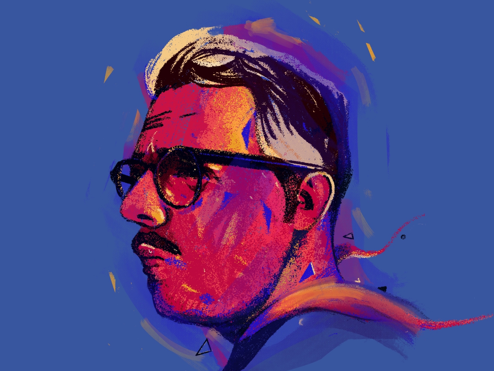 Grunting through the rain autoportrait colorscheme design illustration illustrator mad colors portrait portrait art portrait illustration portrait painting portraits procreate