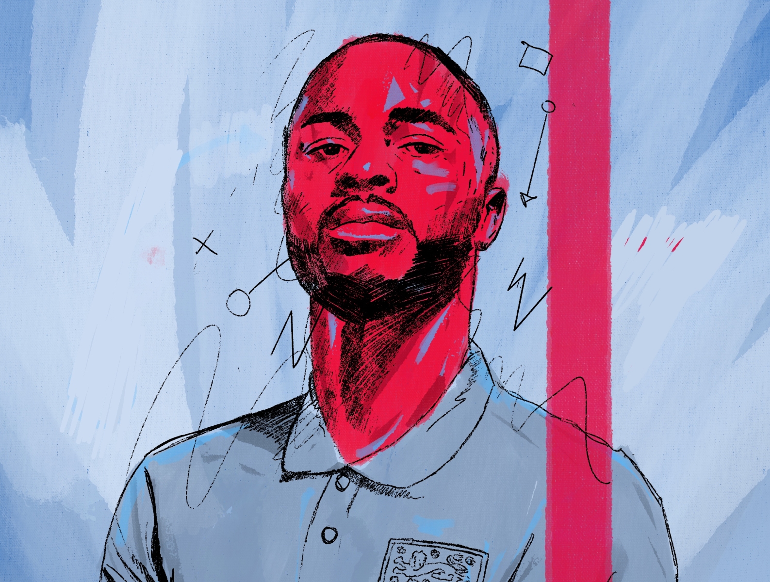 Raheem Sterling - Come on England brushes procreate character 2d portrait people illustrator illustration football england