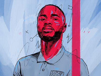 Raheem Sterling - Come on England 2d brushes character england football illustration illustrator people portrait procreate