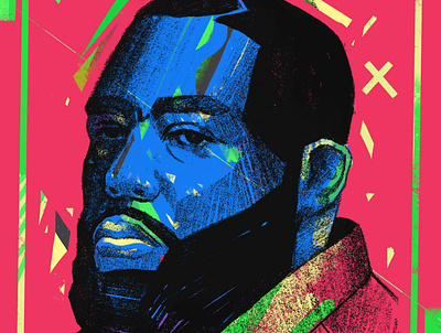 Killer Mike from Run the Jewels 2d character face illustrated illustrated portrait illustration illustration face illustrator people portrait portrait illustration portrait illustrations procreate rapper illustrated