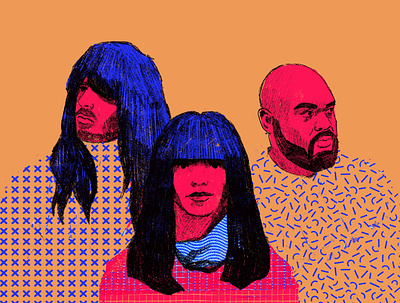Khruangbin band character faces illustrated portraits illustration illustrator khruangbin music people portrait portrait illustrations