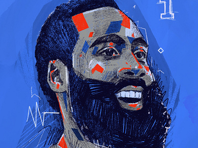 James Harden 76ers basketball harden illustrated portrait illustration illustrator nba nba portrait people player portrait portrait illustration procreate