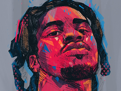 Denzel Curry denzel curry illustrate illustrated portrait illustrated rapper illustration illustrator nft portrait people portrait portrait illustration procreate portraits rap artist rap music rapper portrait