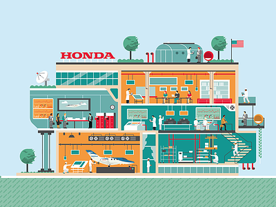 Honda Jet - Factory Illustration characters factory honda illustration jet people vector
