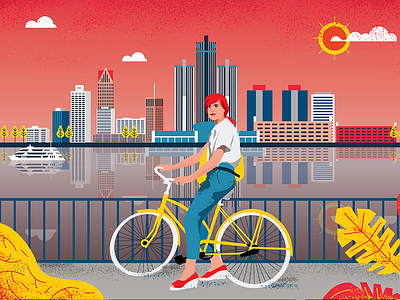 Air Canada inflight mag - Detroit city illustration canada city detroit editorial illustration inflight magazine usa