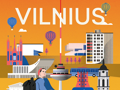 Vilnius Poster - Upper side 2d character city flat icon illustration illustrator lithuania map people poster vector vilnius