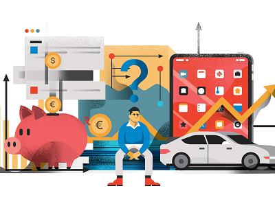 Mr. Porter - The opening illustration 2d article car character editorial flat icon illustrated illustration illustrator magazine people porter vector