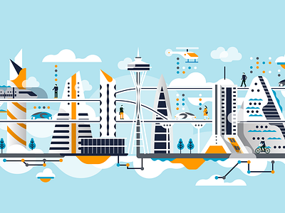 Amazon - Cloud city illustration
