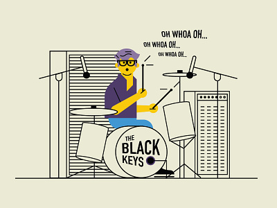 The Black Keys - The Drummer 2d character drummer flat icon illustration illustrator music outline people rocknroll vector