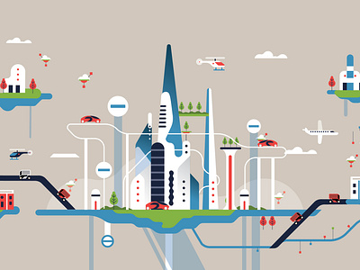 IBM - Smart City and future 2d city editorial flat future future city ibm ibm design illustration magazine people smart city vector