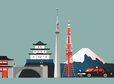 Tokyo - Where my soul rests 2d character city editorial flat icon illustration illustrator japan magazine people vector