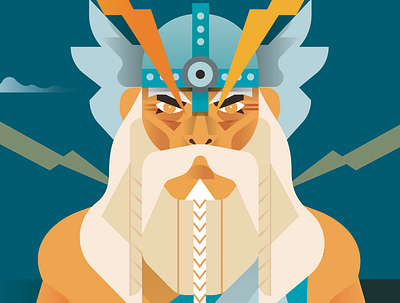 Pagan Gods - Perkunas aka Thunder 2d character editorial flat gods illustration illustrator pagan people thunder vector vectorised