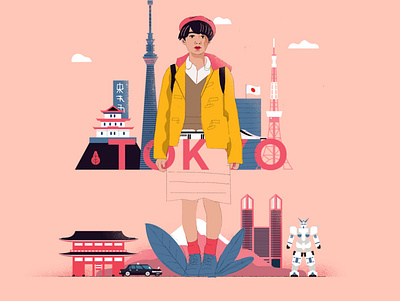 I missing u, Tokyo 2d character editorial flat illustrated illustration illustrator japan love letter people tokyo vector