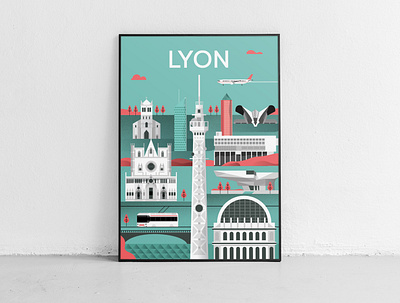 Lyon - Illustrated city 2d city city illustrated editorial flat french illustrated city illustrated poster illustration illustrator lyon poster vector