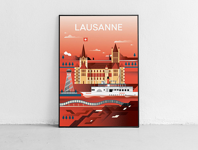 Illustrated city - Lausanne 2d city city illustrated editorial flat illustration illustrator poster swiss switzerland vector vectorart