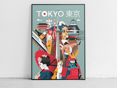 Illustrated - Tokyo poster 2d asia city editorial flat illustrated city illustration illustrator japan japanese japanese art japanese culture poster poster illustrated vector