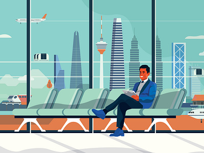 Future Airport illustrated 2d character design editorial flat future future airport future city illustration illustrator people vector