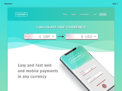 Landing Page - Daily UI Challenge - #003 003 app challenge converter daily landing mobile money page ui web