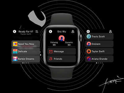 Apple Watch S4 Design For Netease Music animation app appdesign app，ui concept design iwatch sketch