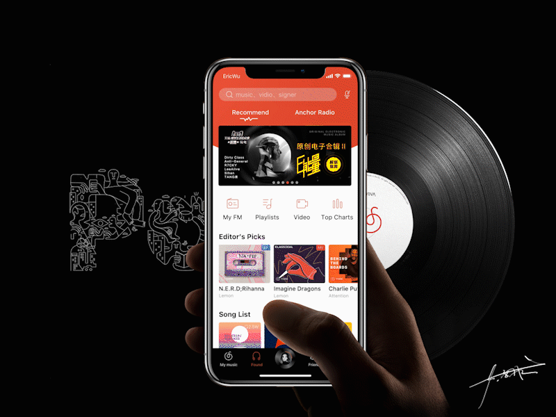 Netease Music Animation ae animation appdesign app，ui design principle sketch