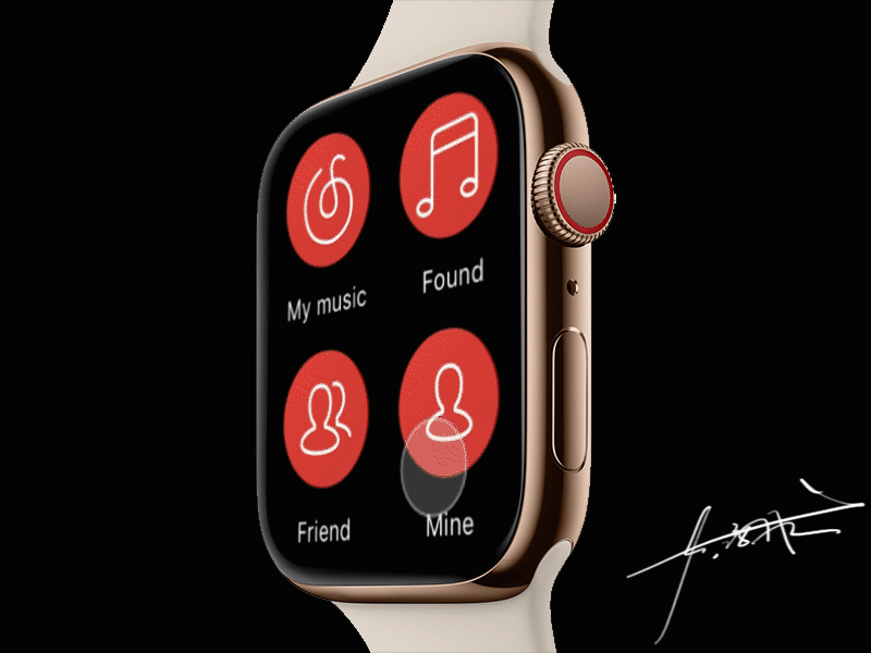 Apple Watch S4 Design For Netease Music ae animation appdesign app，ui concept principle sketch