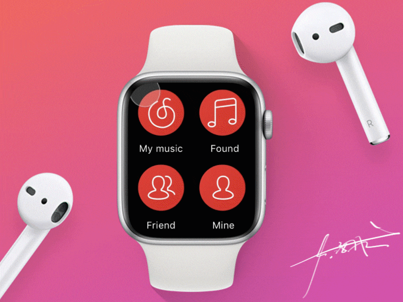 Apple Watch S4 Design For Netease Music ae animation app app，ui concept principle sketch