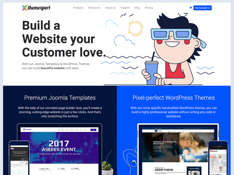 ThemeXpert New Homepage flat clean material website redesign ui