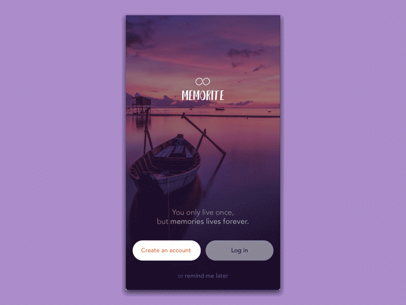 Memorite - sign up android animation app dailyui ios log in login principle sign in sign up ui