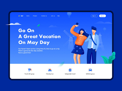 Go on a vacation illustration tourist trip ui vacation