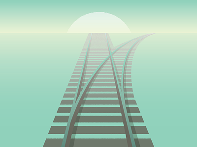 Tracks desert gradient illustration journey plain sun sunset tracks train train tracks