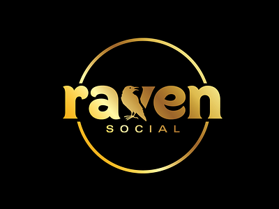 Raven Social Logo - Gold bird crow gold illustration logo photography raven social type