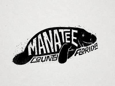 Manatee County, Florida digital distressed florida grunge illustration ink lettering logo manatee