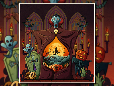 Halloween ghost halloween illustration night people pumpkin vampire werewolf