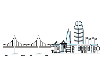 San Francisco Cityscape bay bay area bridge city cityscape digital art illustration san francisco vector
