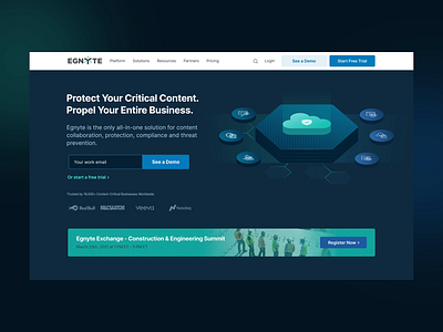 Egnyte - Home Page animation branding cloud content file sharing home page illustration interaction landing page mobile motion graphics ui ui animation user experience ux web web design