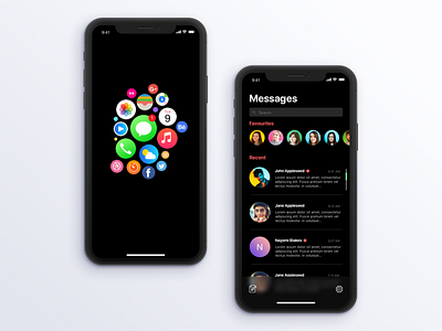 The Dark Project app clean dark icons ios iphone message minimal mobile ui ux watchos